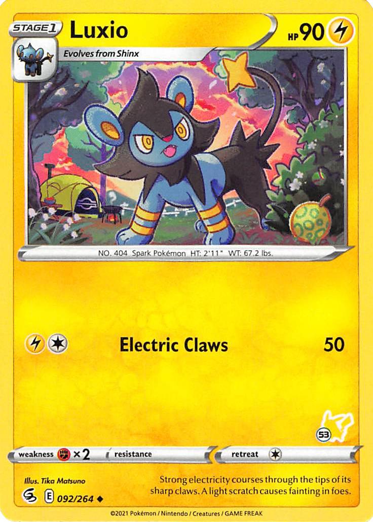 Luxio (092/264) (Pikachu Stamp #53) [Battle Academy 2022] | Dragon's Lair Comics and Fantasy Houston TX