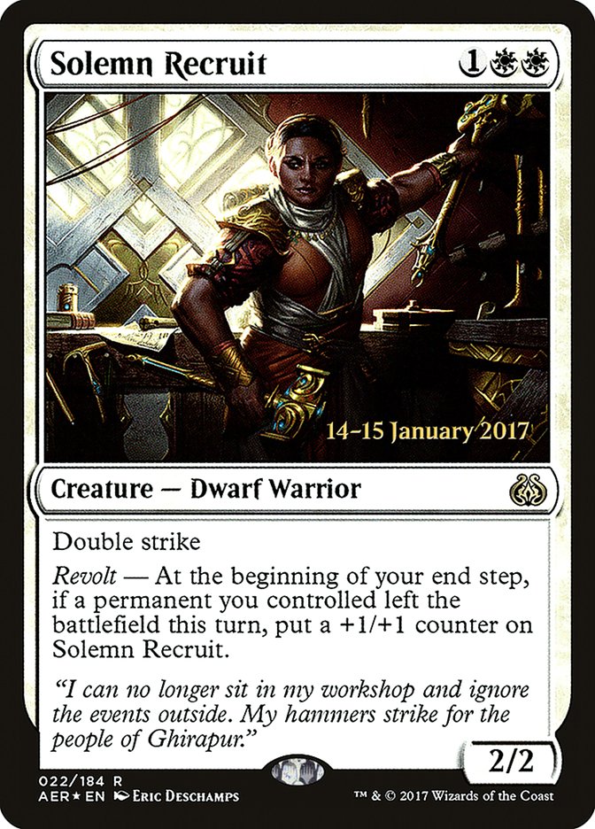 Solemn Recruit [Aether Revolt Prerelease Promos] | Dragon's Lair Comics and Fantasy Houston TX