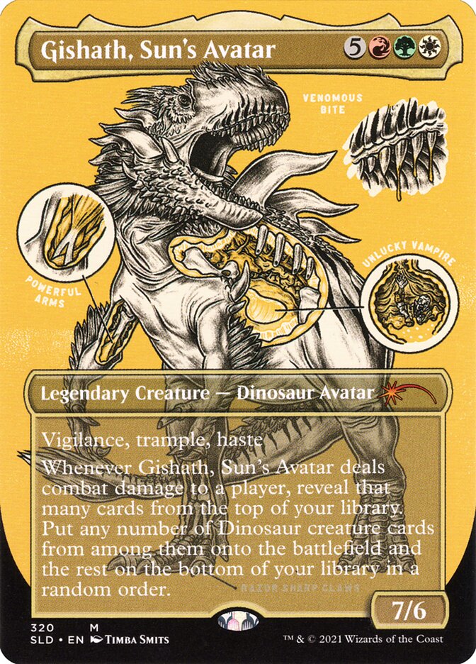 Gishath, Sun's Avatar (Borderless Foil Etched) [Secret Lair Drop Series] | Dragon's Lair Comics and Fantasy Houston TX