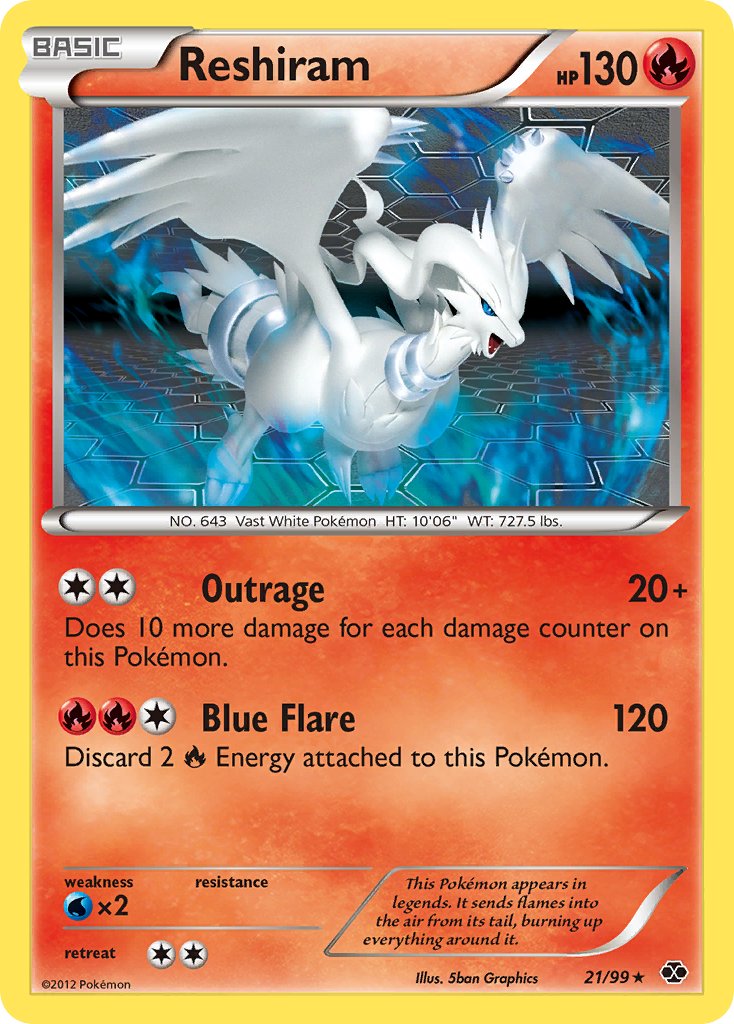 Reshiram (21/99) (Theme Deck Exclusive) [Black & White: Next Destinies] | Dragon's Lair Comics and Fantasy Houston TX