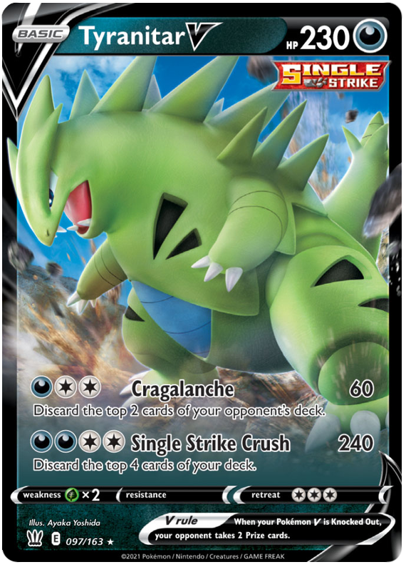 Tyranitar V (097/163) [Sword & Shield: Battle Styles] | Dragon's Lair Comics and Fantasy Houston TX