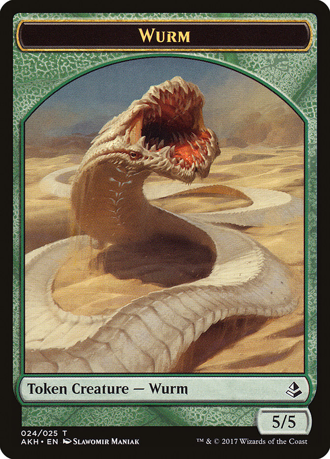 Unwavering Initiate // Wurm Double-Sided Token [Amonkhet Tokens] | Dragon's Lair Comics and Fantasy Houston TX