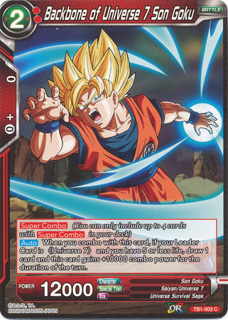 Backbone of Universe 7 Son Goku (TB1-003) [The Tournament of Power] | Dragon's Lair Comics and Fantasy Houston TX