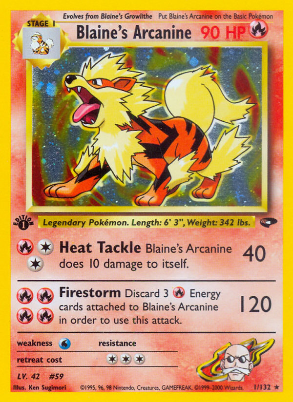 Blaine's Arcanine (1/132) [Gym Challenge 1st Edition] | Dragon's Lair Comics and Fantasy Houston TX