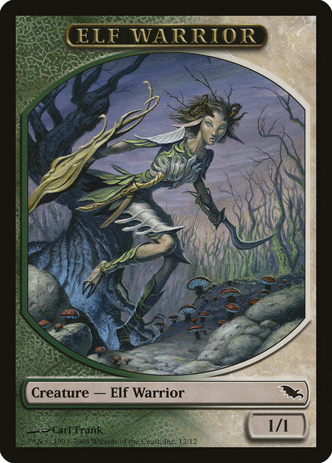 Elf Warrior Token (12/12) [Shadowmoor Tokens] | Dragon's Lair Comics and Fantasy Houston TX