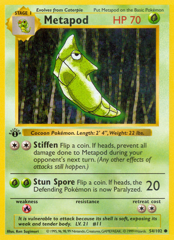 Metapod (54/102) (Shadowless) [Base Set 1st Edition] | Dragon's Lair Comics and Fantasy Houston TX