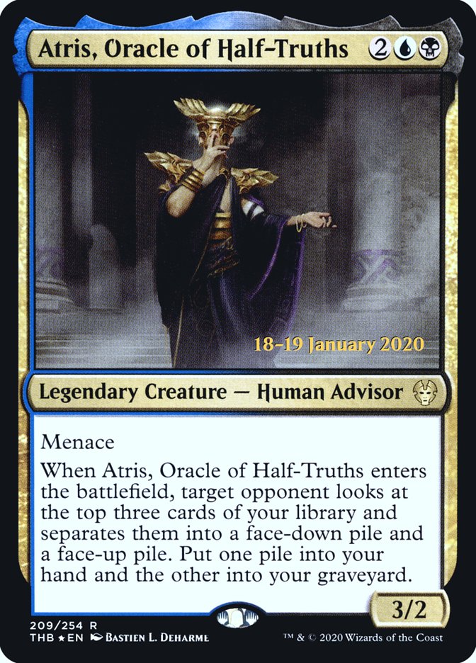 Atris, Oracle of Half-Truths [Theros Beyond Death Prerelease Promos] | Dragon's Lair Comics and Fantasy Houston TX