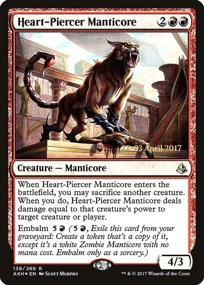 Heart-Piercer Manticore [Amonkhet Prerelease Promos] | Dragon's Lair Comics and Fantasy Houston TX