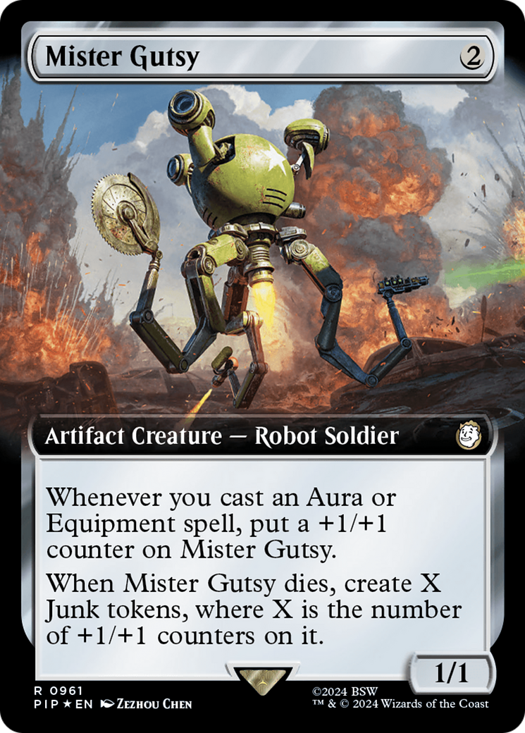 Mister Gutsy (Extended Art) (Surge Foil) [Fallout] | Dragon's Lair Comics and Fantasy Houston TX