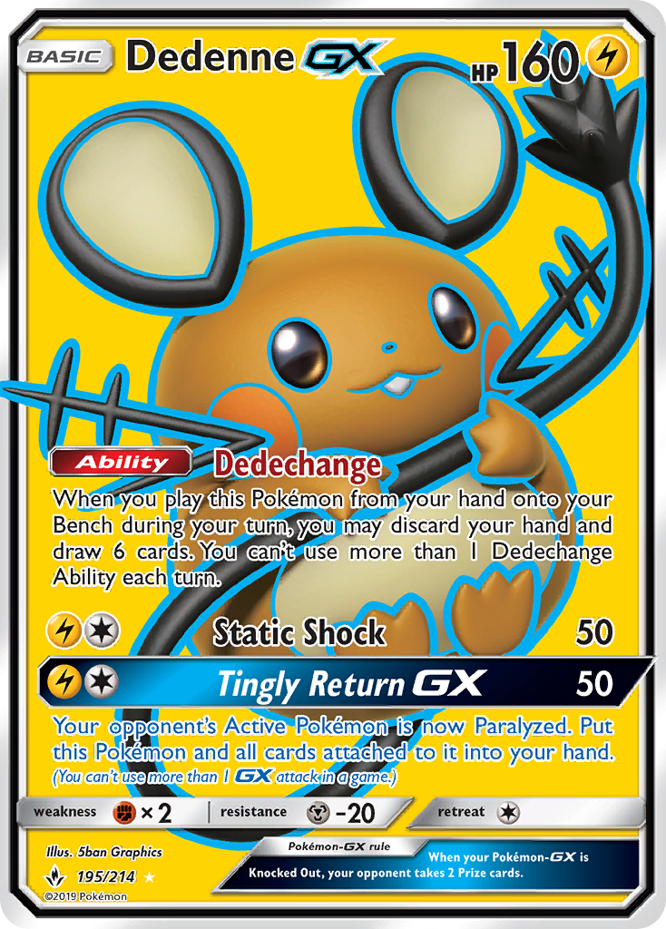 Dedenne GX (195/214) [Sun & Moon: Unbroken Bonds] | Dragon's Lair Comics and Fantasy Houston TX