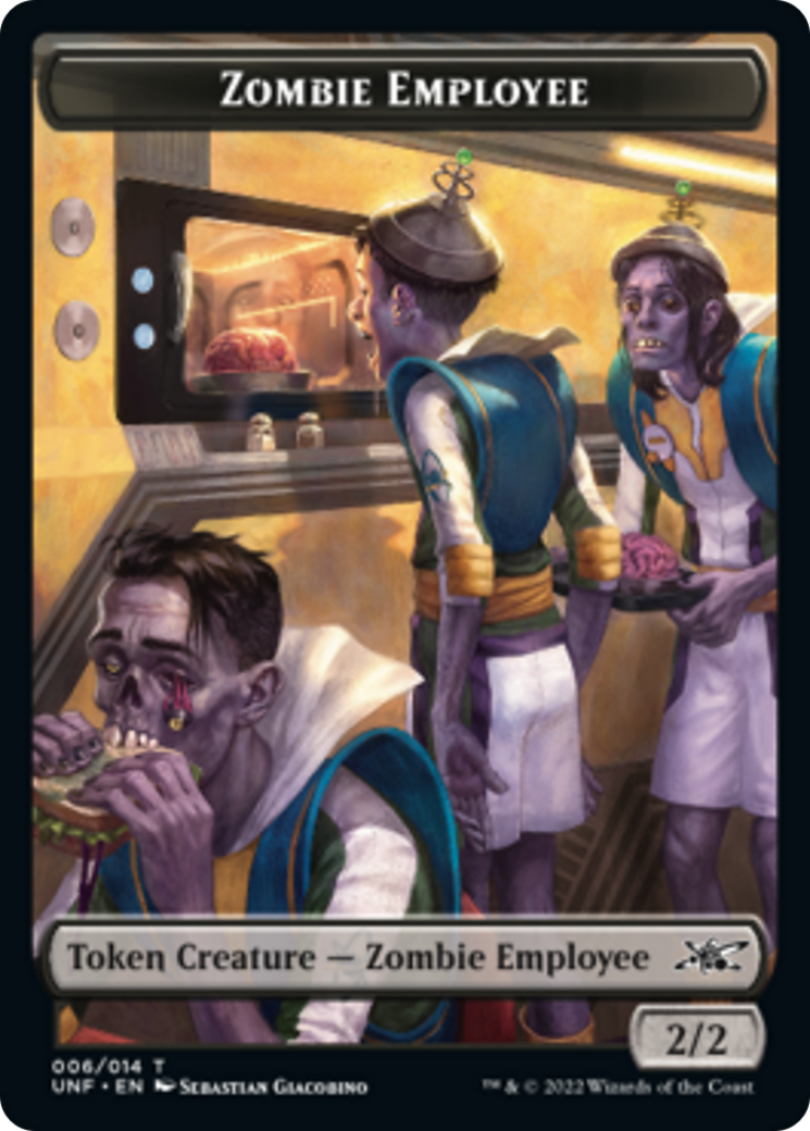 Zombie Employee // Treasure (013) Double-Sided Token [Unfinity Tokens] | Dragon's Lair Comics and Fantasy Houston TX