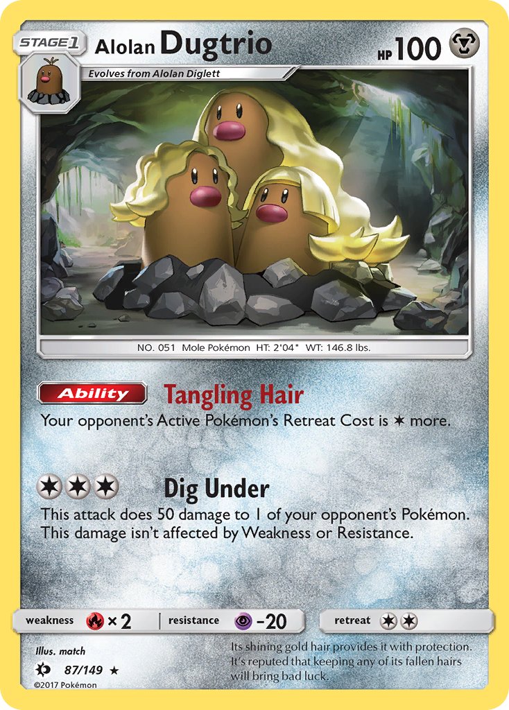 Alolan Dugtrio (87/149) (Cosmos Holo) (Blister Exclusive) [Sun & Moon: Base Set] | Dragon's Lair Comics and Fantasy Houston TX