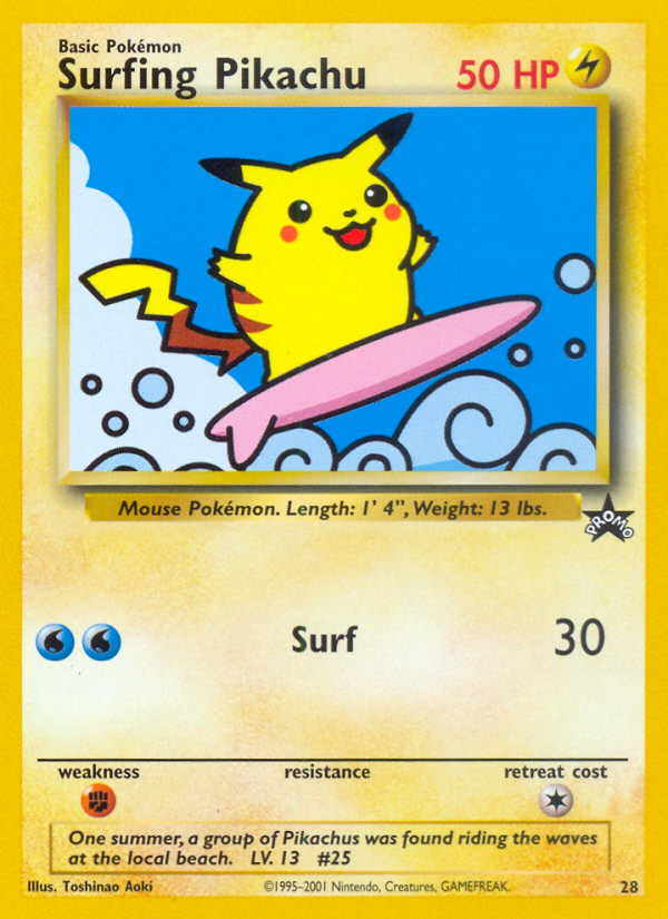 Surfing Pikachu (28) [Wizards of the Coast: Black Star Promos] | Dragon's Lair Comics and Fantasy Houston TX