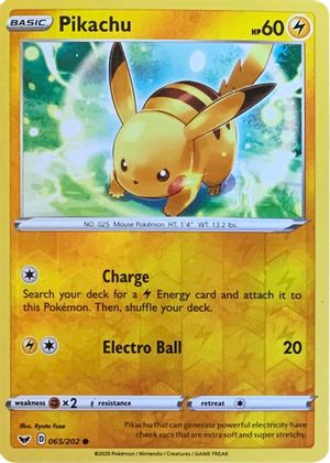 Pikachu (065/202) (Reverse Cosmos Holo) [Sword & Shield: Base Set] | Dragon's Lair Comics and Fantasy Houston TX