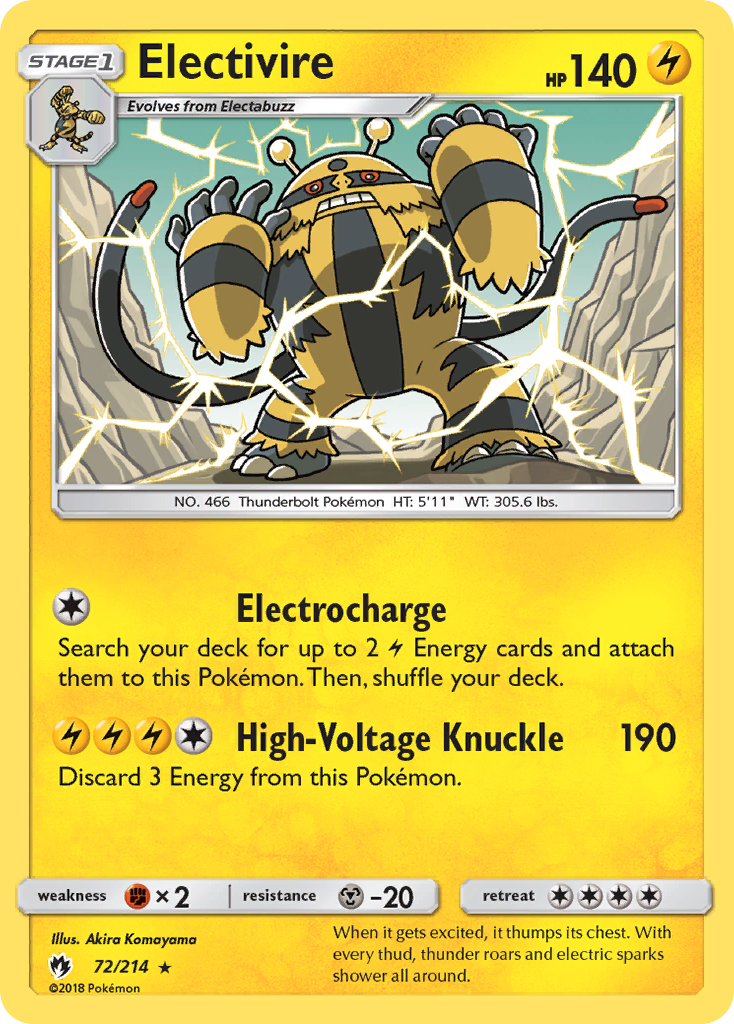 Electivire (72/214) [Sun & Moon: Lost Thunder] | Dragon's Lair Comics and Fantasy Houston TX