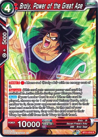 Broly, Power of the Great Ape (BT11-016) [Vermilion Bloodline] | Dragon's Lair Comics and Fantasy Houston TX