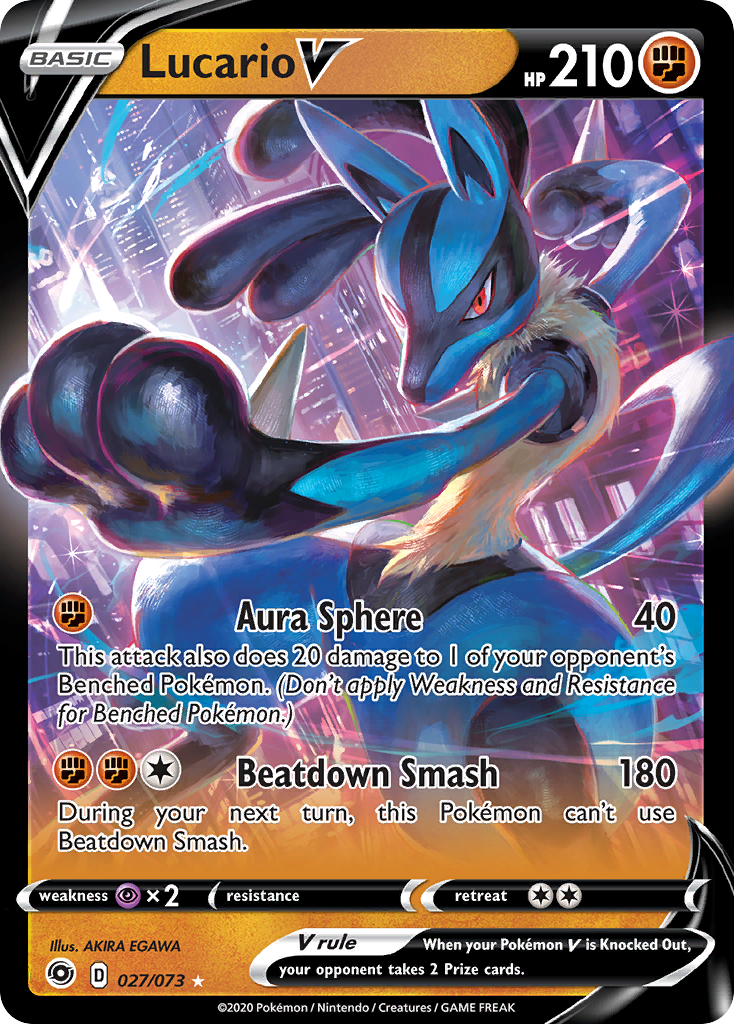 Lucario V (027/073) (Intro Deck) [Sword & Shield: Champion's Path] | Dragon's Lair Comics and Fantasy Houston TX