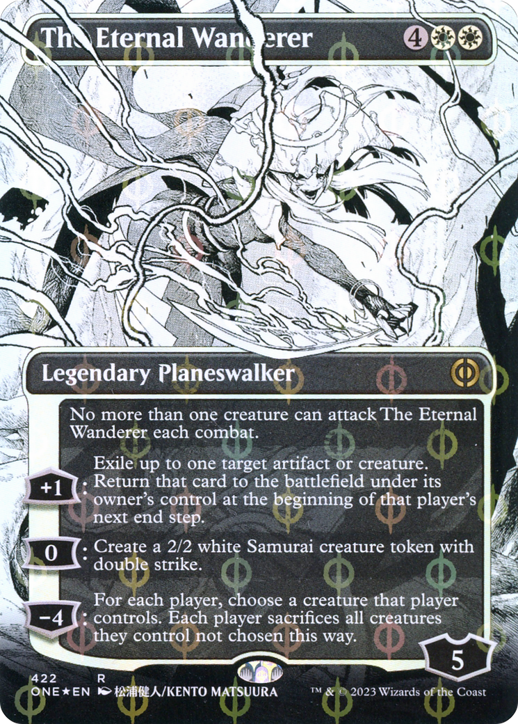 The Eternal Wanderer (Borderless Manga Step-and-Compleat Foil) [Phyrexia: All Will Be One] | Dragon's Lair Comics and Fantasy Houston TX