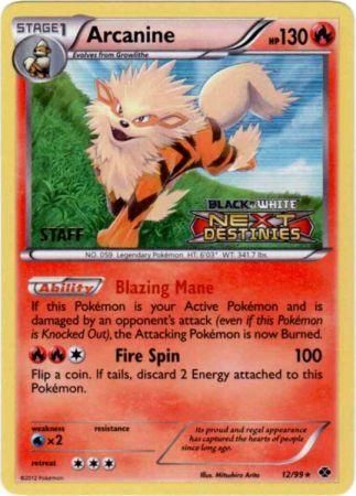 Arcanine (12/99) (Staff Prerelease Promo) [Black & White: Black Star Promos] | Dragon's Lair Comics and Fantasy Houston TX