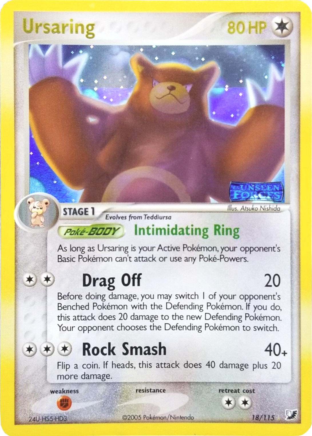 Ursaring (18/115) (Stamped) [EX: Unseen Forces] | Dragon's Lair Comics and Fantasy Houston TX