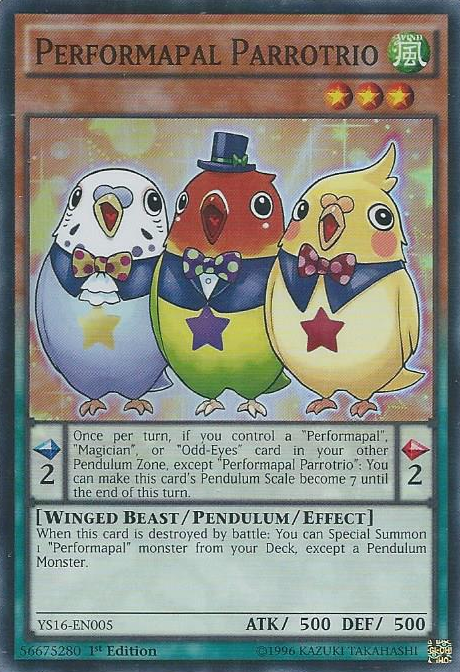 Performapal Parrotrio [YS16-EN005] Super Rare | Dragon's Lair Comics and Fantasy Houston TX