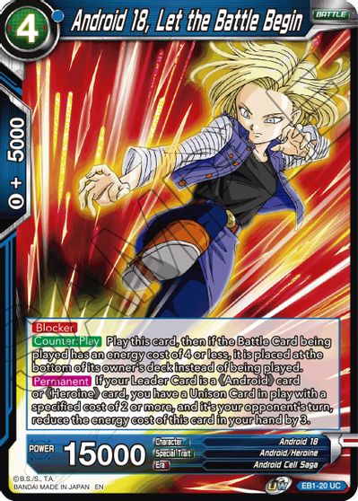 Android 18, Let the Battle Begin (EB1-20) [Battle Evolution Booster] | Dragon's Lair Comics and Fantasy Houston TX