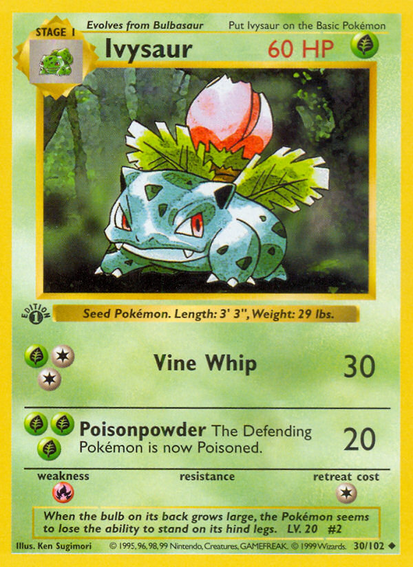 Ivysaur (30/102) (Shadowless) [Base Set 1st Edition] | Dragon's Lair Comics and Fantasy Houston TX