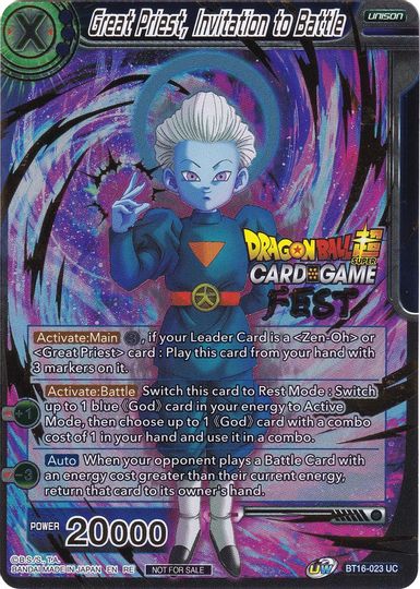 Great Priest, Invitation to Battle (Card Game Fest 2022) (BT16-023) [Tournament Promotion Cards] | Dragon's Lair Comics and Fantasy Houston TX