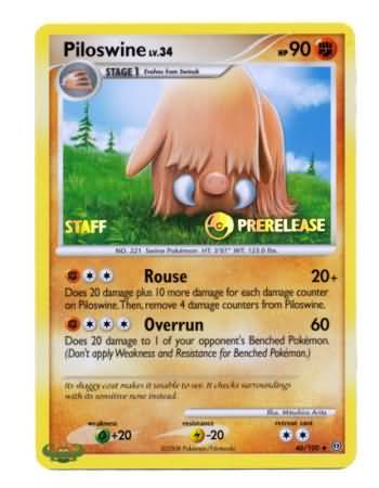 Piloswine (46/100) (Staff Prerelease Promo) [Nintendo: Black Star Promos] | Dragon's Lair Comics and Fantasy Houston TX