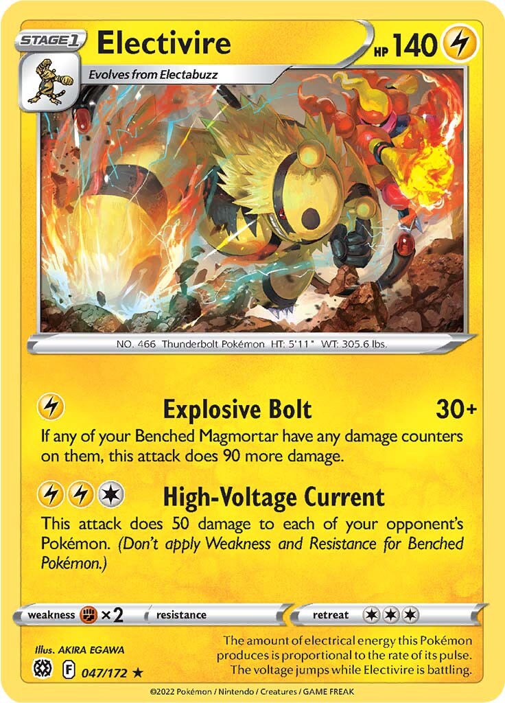 Electivire (047/172) [Sword & Shield: Brilliant Stars] | Dragon's Lair Comics and Fantasy Houston TX