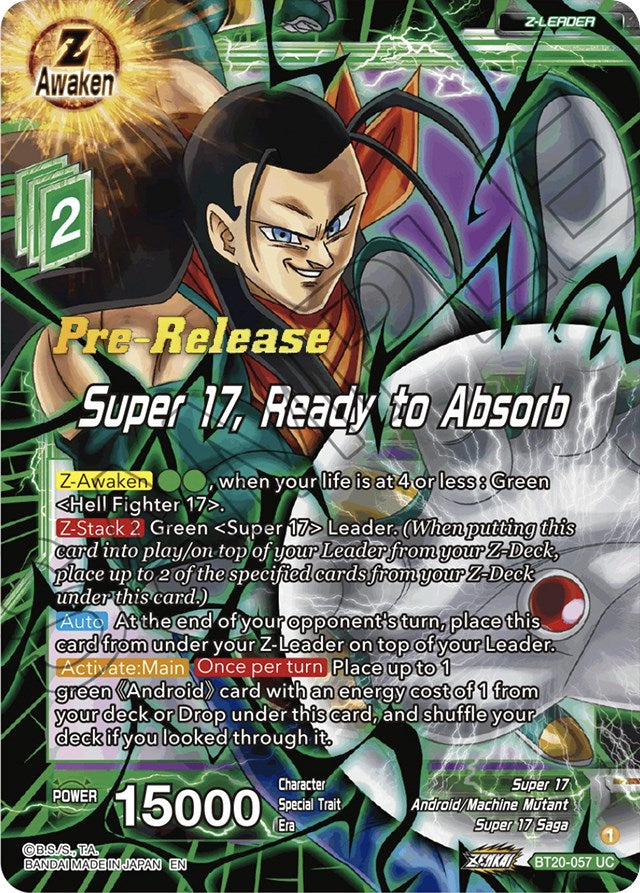 Super 17, Ready to Absorb (BT20-057) [Power Absorbed Prerelease Promos] | Dragon's Lair Comics and Fantasy Houston TX