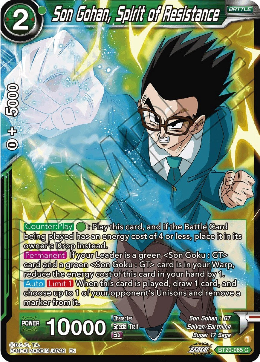 Son Gohan, Spirit of Resistance (BT20-065) [Power Absorbed] | Dragon's Lair Comics and Fantasy Houston TX