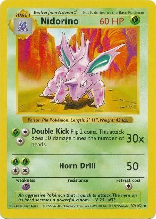 Nidorino (37/102) [Base Set Shadowless Unlimited] | Dragon's Lair Comics and Fantasy Houston TX