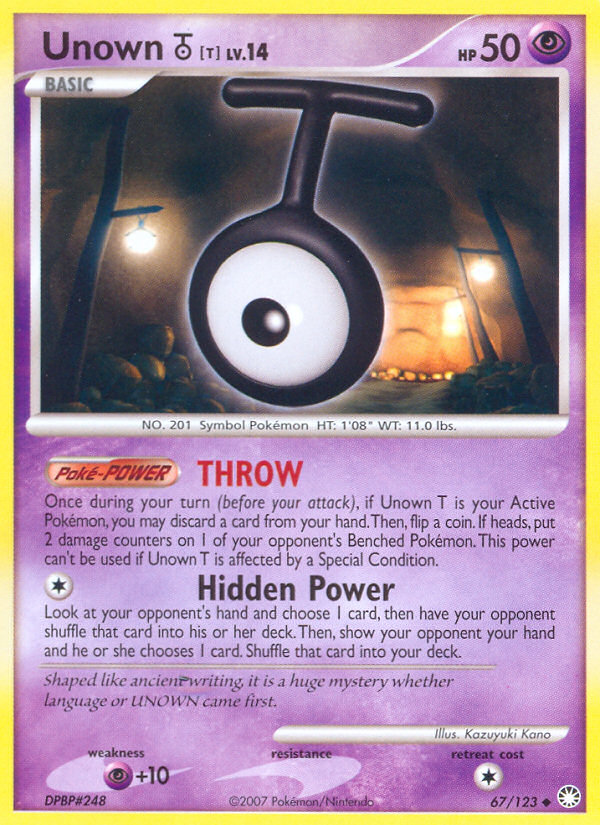 Unown T (67/123) [Diamond & Pearl: Mysterious Treasures] | Dragon's Lair Comics and Fantasy Houston TX