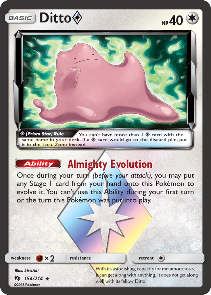 Ditto (154/214) (Prism Star) [Sun & Moon: Lost Thunder] | Dragon's Lair Comics and Fantasy Houston TX