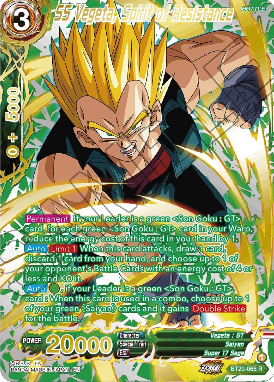 SS Vegeta, Spirit of Resistance (Gold-Stamped) (BT20-068) [Power Absorbed] | Dragon's Lair Comics and Fantasy Houston TX