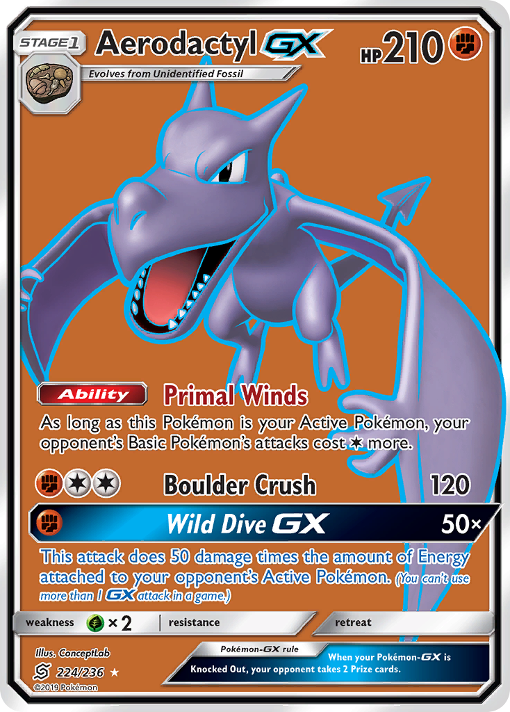 Aerodactyl GX (224/236) [Sun & Moon: Unified Minds] | Dragon's Lair Comics and Fantasy Houston TX