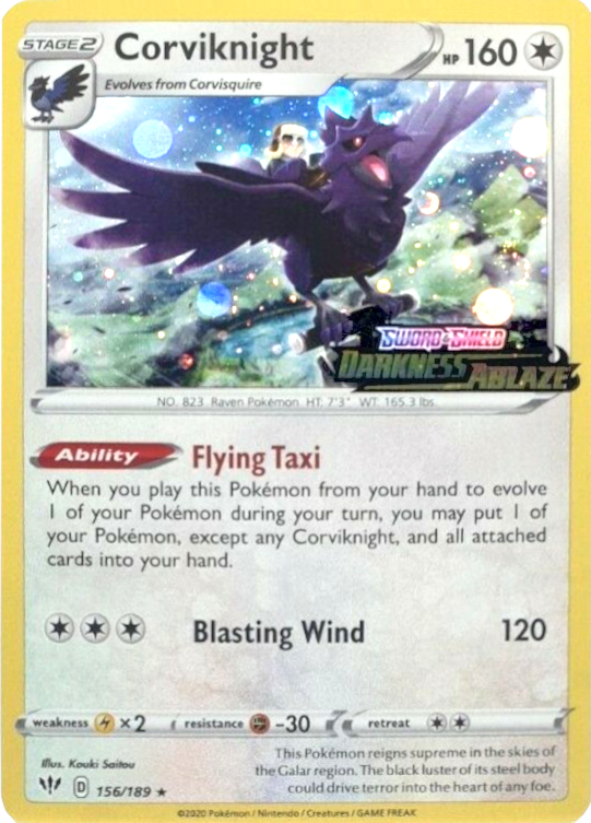 Corviknight (156/189) (Cosmos Holo) [Sword & Shield: Darkness Ablaze] | Dragon's Lair Comics and Fantasy Houston TX