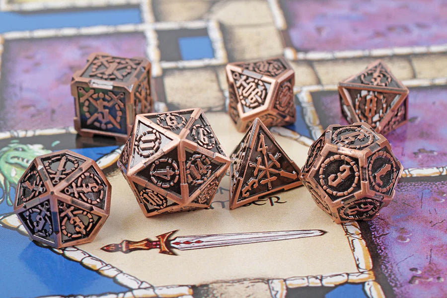 Forged Gaming Archaic Chaos Poly 7 Metal Dice Set | Dragon's Lair Comics and Fantasy Houston TX