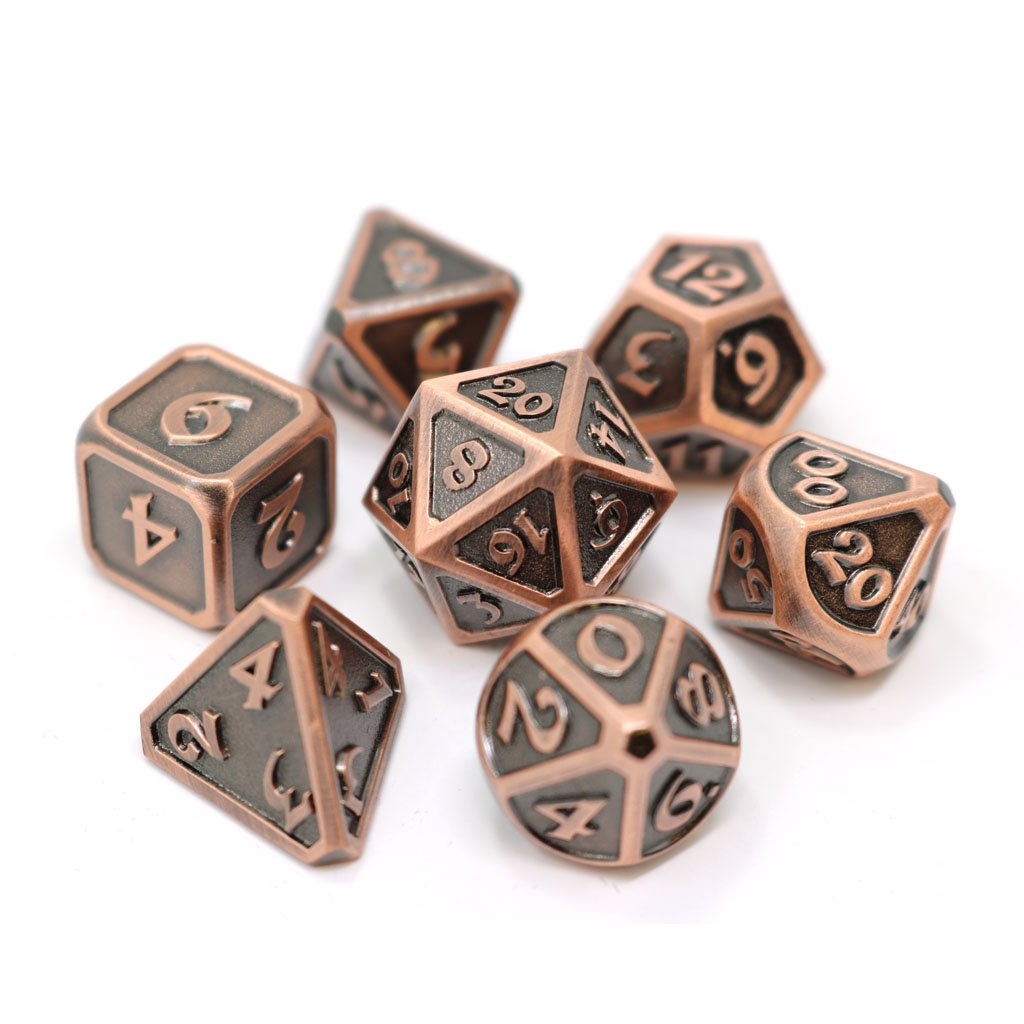 Die Hard Dice Mythica Battleworn Copper Metal Poly 7 Set | Dragon's Lair Comics and Fantasy Houston TX