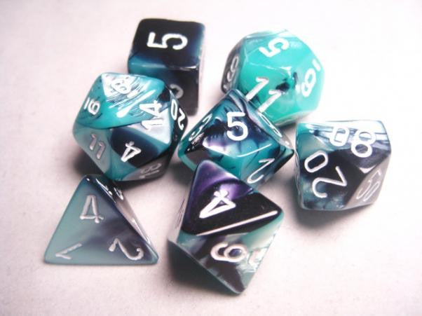 Chessex Gemini Black Shell with White Poly 7 set | Dragon's Lair Comics and Fantasy Houston TX