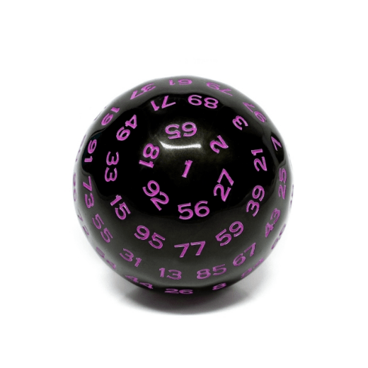 Foam Brain 100 Sided Die - Black Opaque with Purple D100 | Dragon's Lair Comics and Fantasy Houston TX