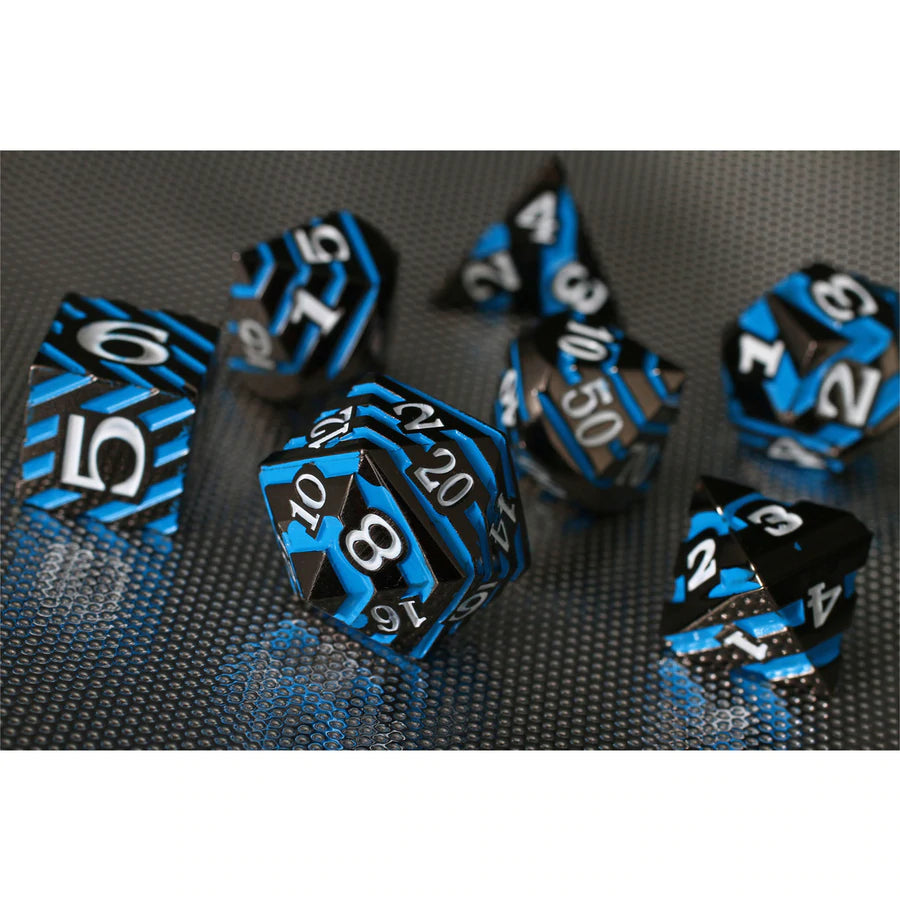 Forged Gaming Blue Oblivion Poly 7 Metal Dice Set | Dragon's Lair Comics and Fantasy Houston TX