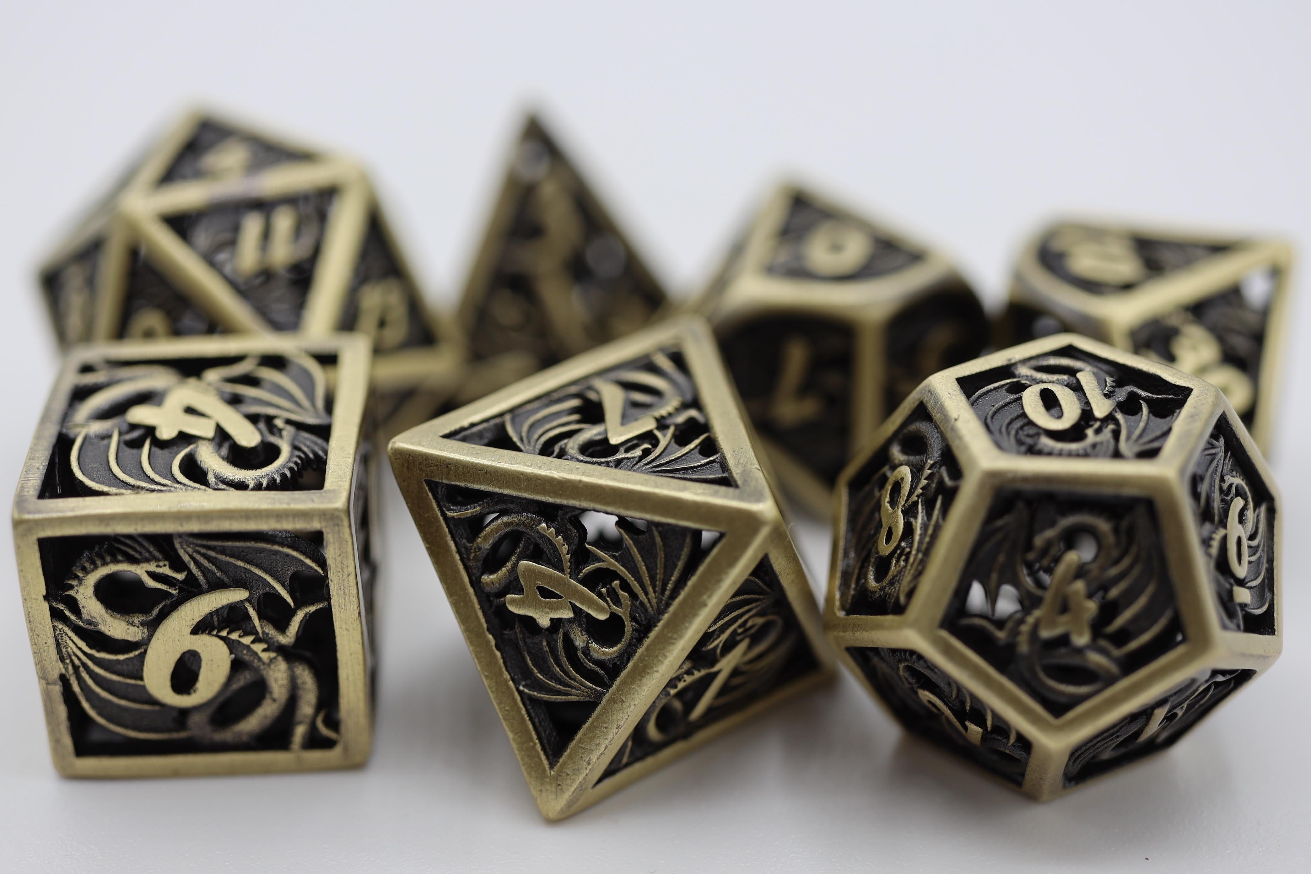 Foam Brain Hollow Bronze Dragon RPG Metal Dice Set | Dragon's Lair Comics and Fantasy Houston TX