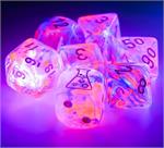 Chessex Lab Dice Nebula Black Light special/White Poly 7 Set w Bonus Die | Dragon's Lair Comics and Fantasy Houston TX