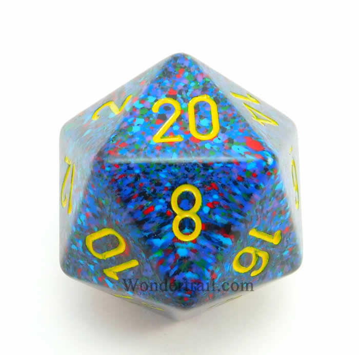 Chessex 34mm Speckled Twilight with Yellow D20 | Dragon's Lair Comics and Fantasy Houston TX