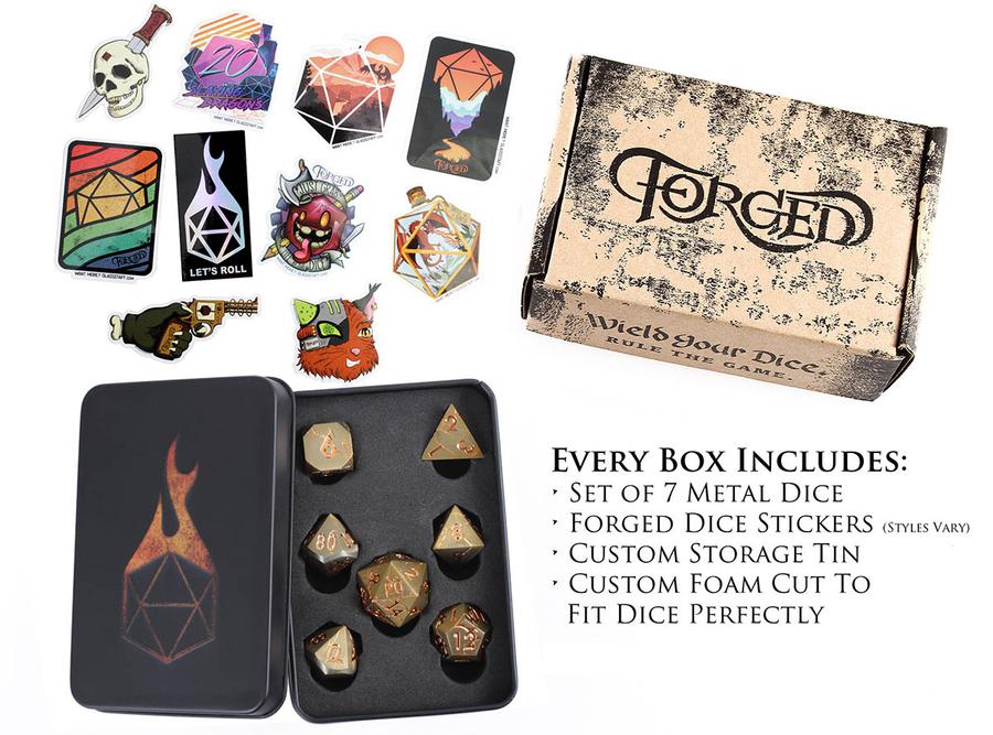 Forged Gaming Dwarven Pride Poly 7 Metal Dice Set | Dragon's Lair Comics and Fantasy Houston TX