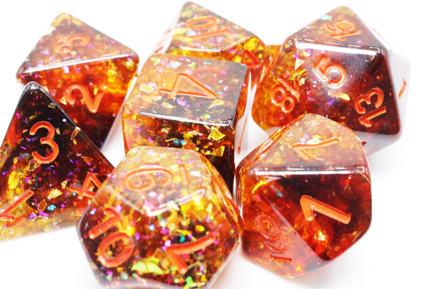 Foam Brain Poly 7 Dice Set: Pumpkin Light | Dragon's Lair Comics and Fantasy Houston TX