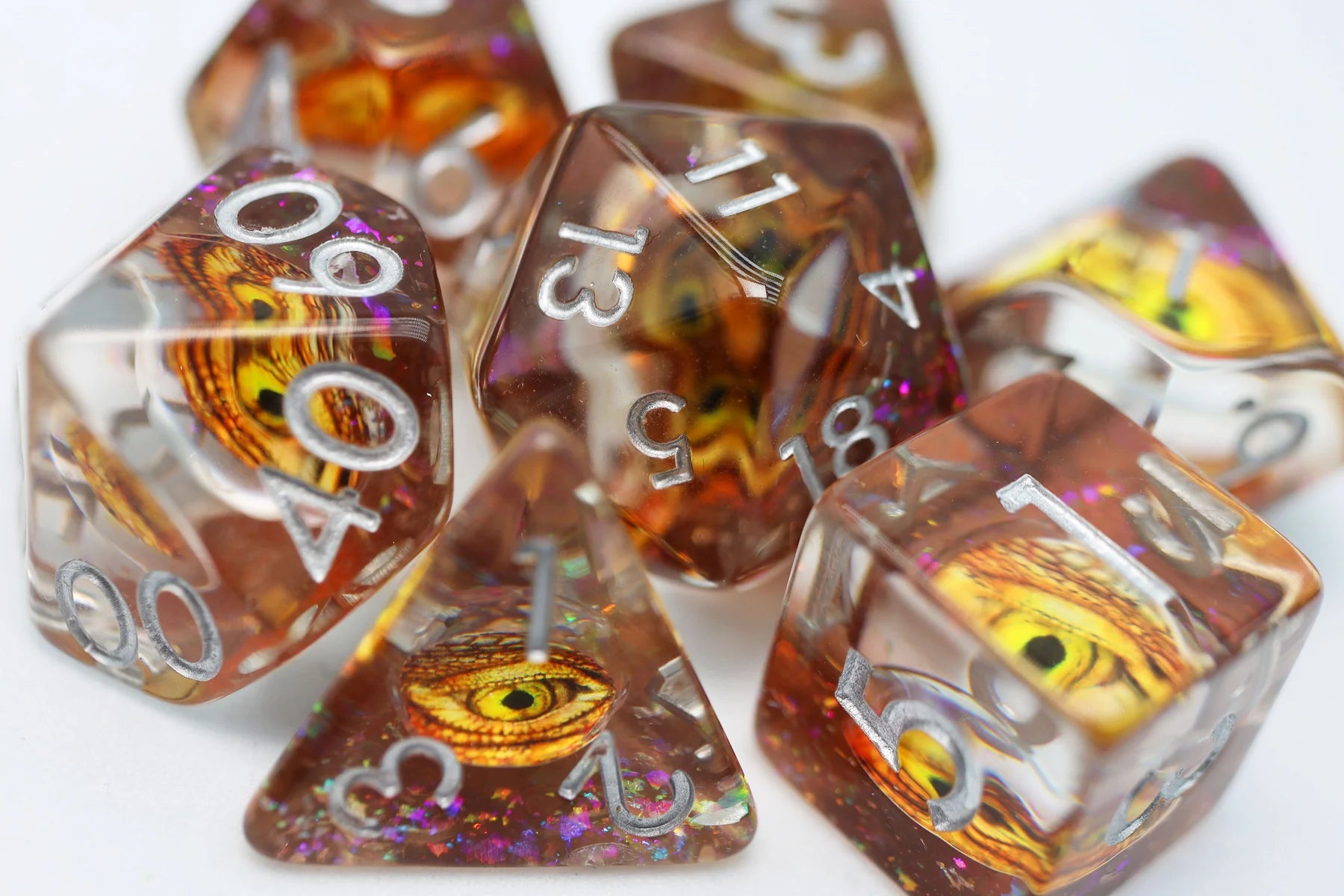 Foam Brain Golden Dragon Eye RPG Dice Set | Dragon's Lair Comics and Fantasy Houston TX