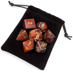 Brybelly Stone Polyhedral Dice, Poppy Jasper Poly 7 Set | Dragon's Lair Comics and Fantasy Houston TX